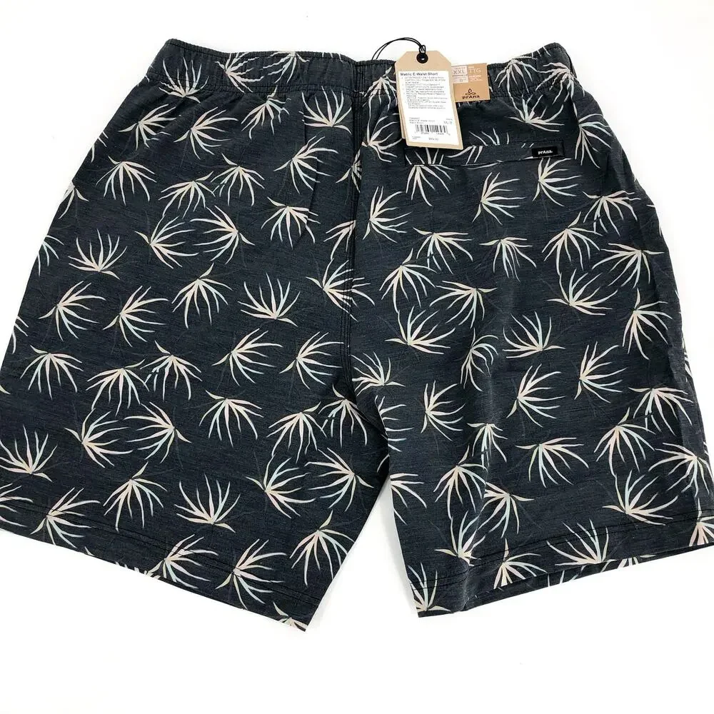 PRANA Men's Metric Swim Shorts XXL Black Bloom Print 8
